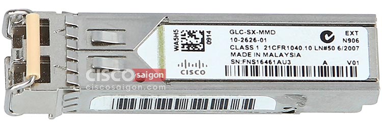 Cisco GLC-SX-MMD 1000BASE-SX SFP transceiver module, MMF, 850nm, DOM Cisco GLC-SX-MMD 1000BASE-SX SFP transceiver module, MMF, 850nm, DOM