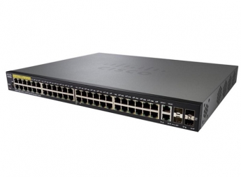 Cisco SF350-48P 48-port 48 10/100 PoE+ ports with 382W power budget, 2 Gigabit copper/SFP combo + 2 SFP ports